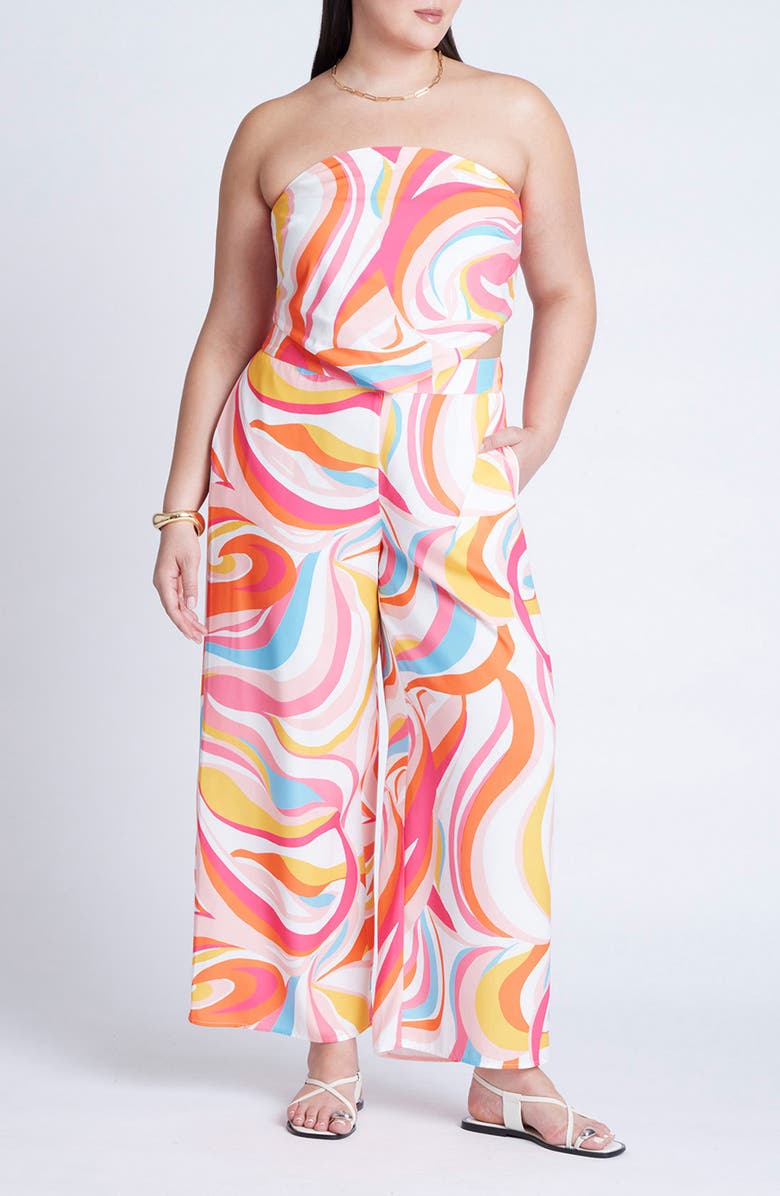 ELOQUII Print Pull-On Wide Leg Pants, Alternate, color,