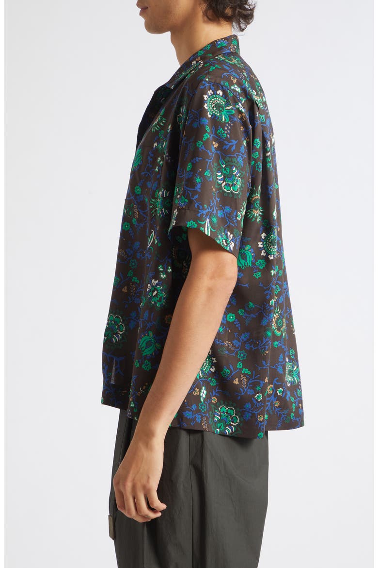 Floral Print Button-Up Shirt, Alternate, color, BROWN