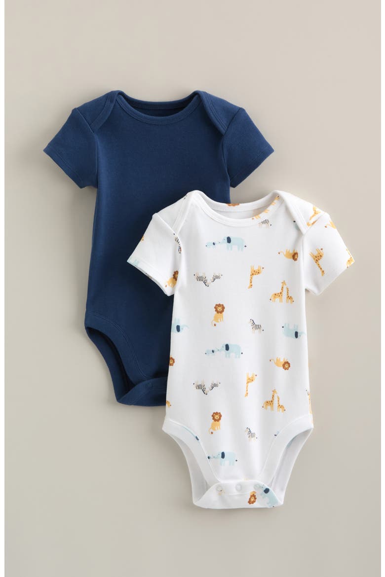 Assorted 2-Pack Bodysuits, Main, color, WHITE ZOO- NAVY PACK