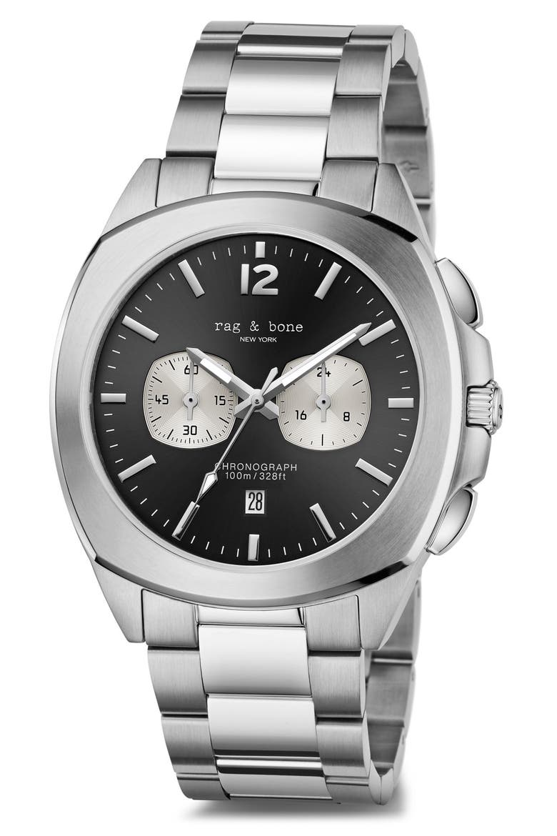 Bleeker Chronograph Bracelet Watch, 42mm, Alternate, color, SILVER