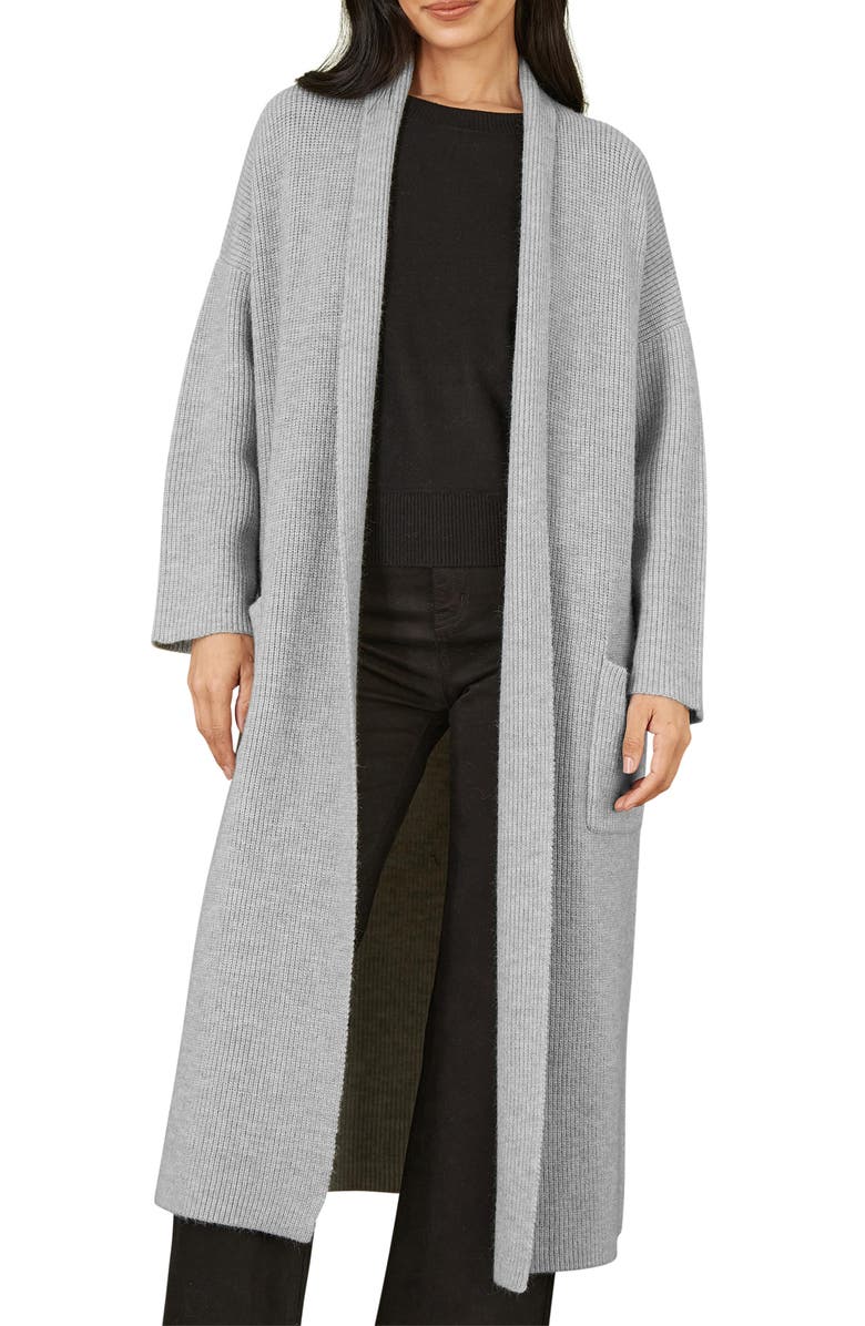 Yumi Knitted Maxi Cardigan, Alternate, color, Grey