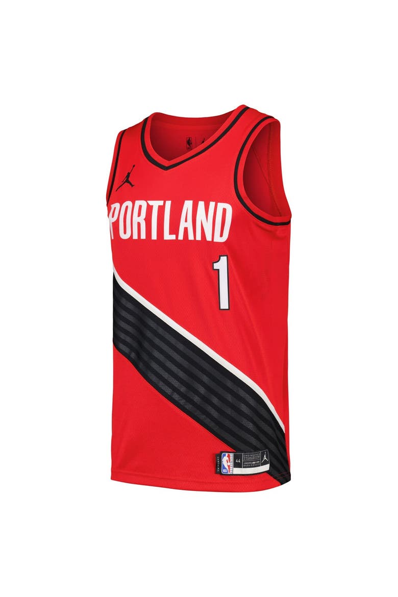 Men's Jordan Brand Anfernee Simons Red Portland Trail Blazers Swingman Player Jersey - Statement Edition, Alternate, color, Red