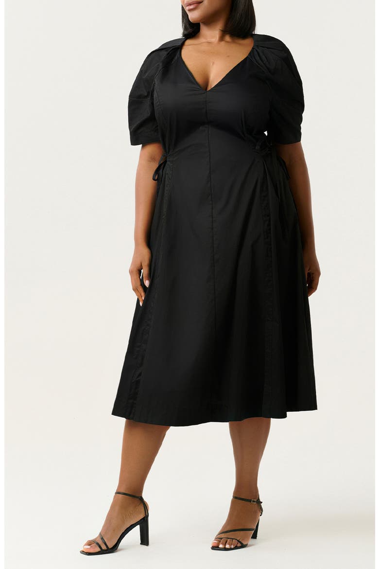 Kyah Faux Wrap Dress, Alternate, color, BLACK