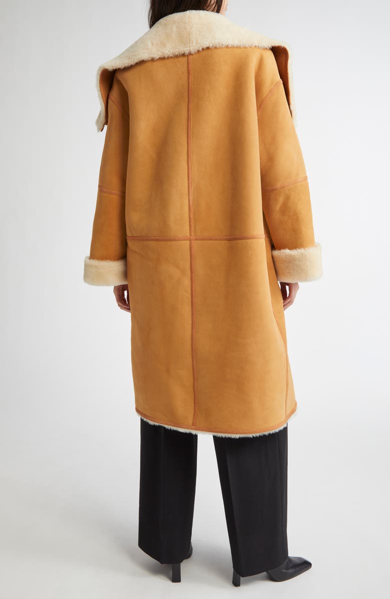 TOTEME Draped Genuine Shearling Coat, Alternate, color, Tan