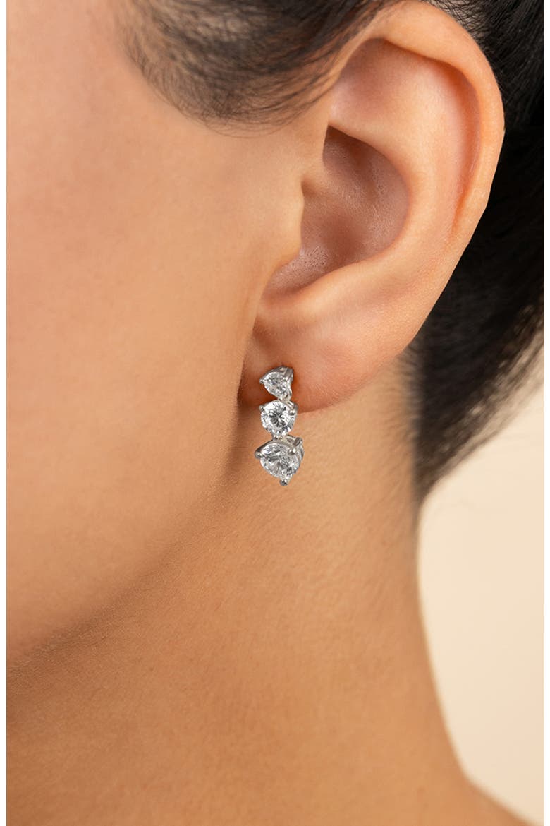 Brilliant Cubic Zirconia Drop Earrings, Alternate, color, SILVER