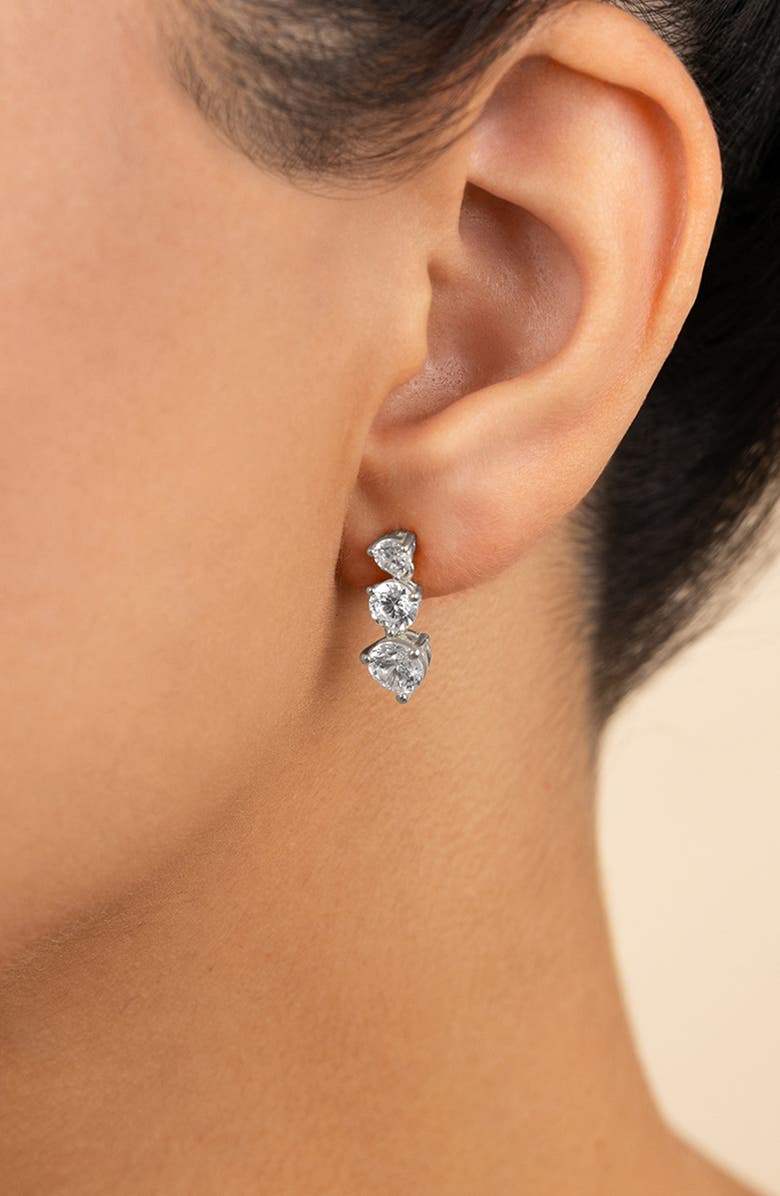 Sterling Forever Brilliant Cubic Zirconia Drop Earrings, Alternate, color, Silver