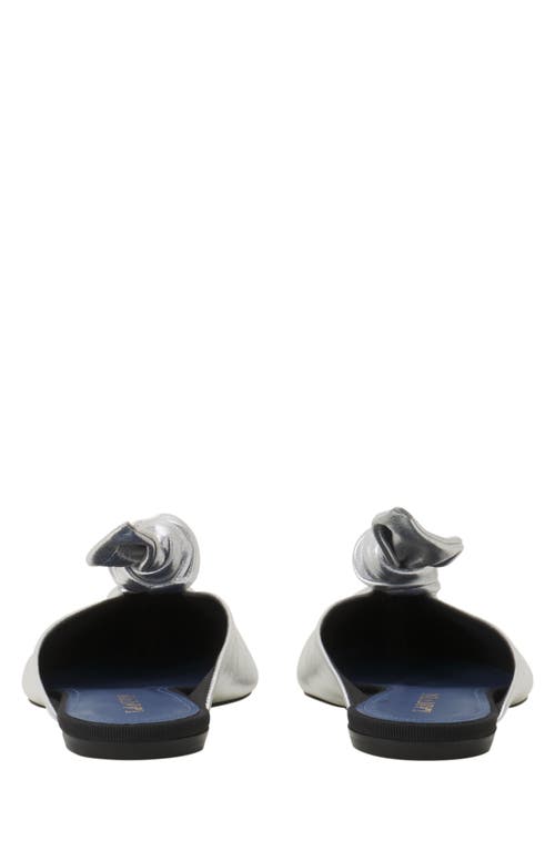 Lanvin Midnight Step Bow Mule In Metallic Leather In Silver