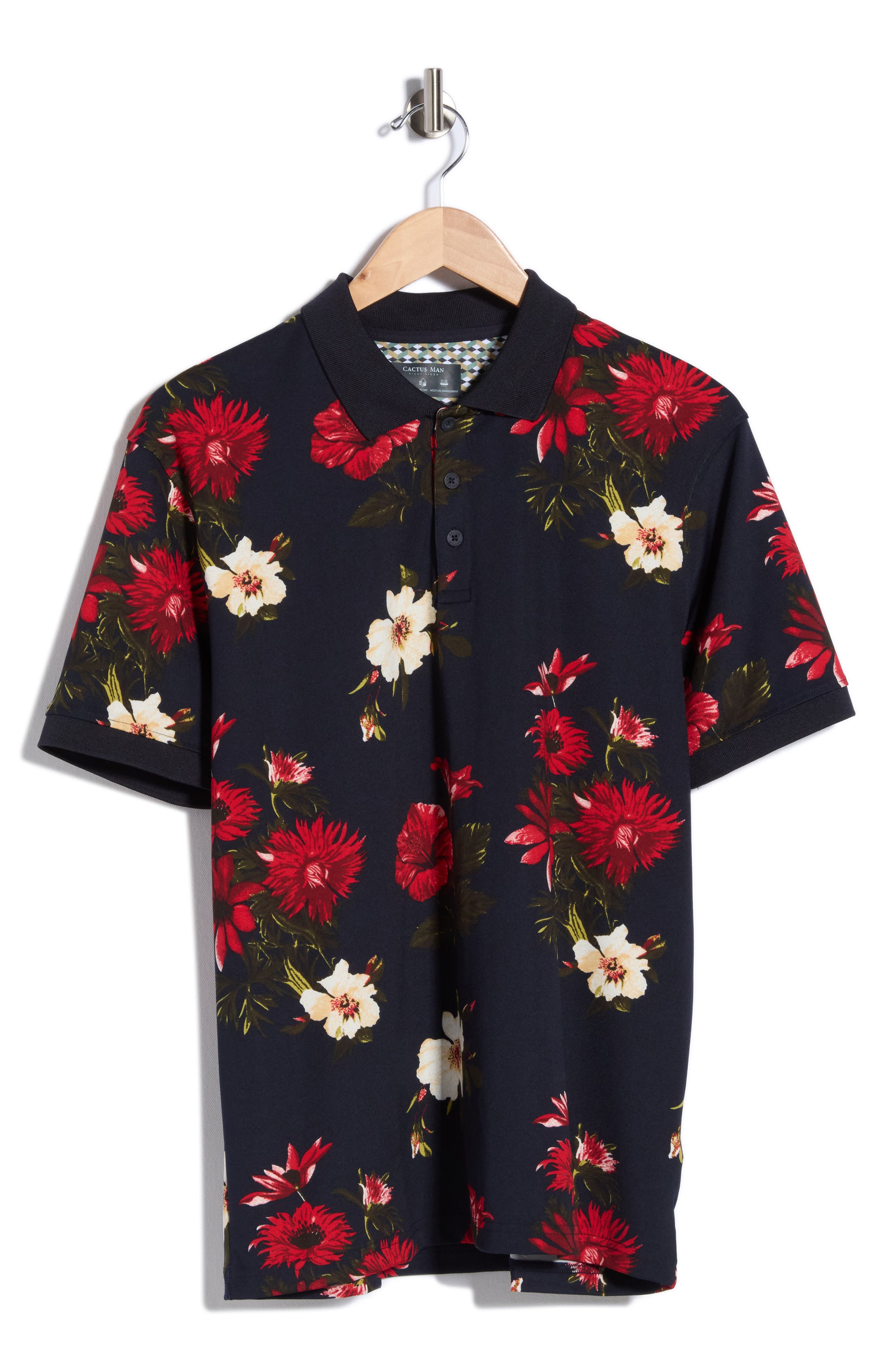 Cactus Man Floral Print Short Sleeve Polo