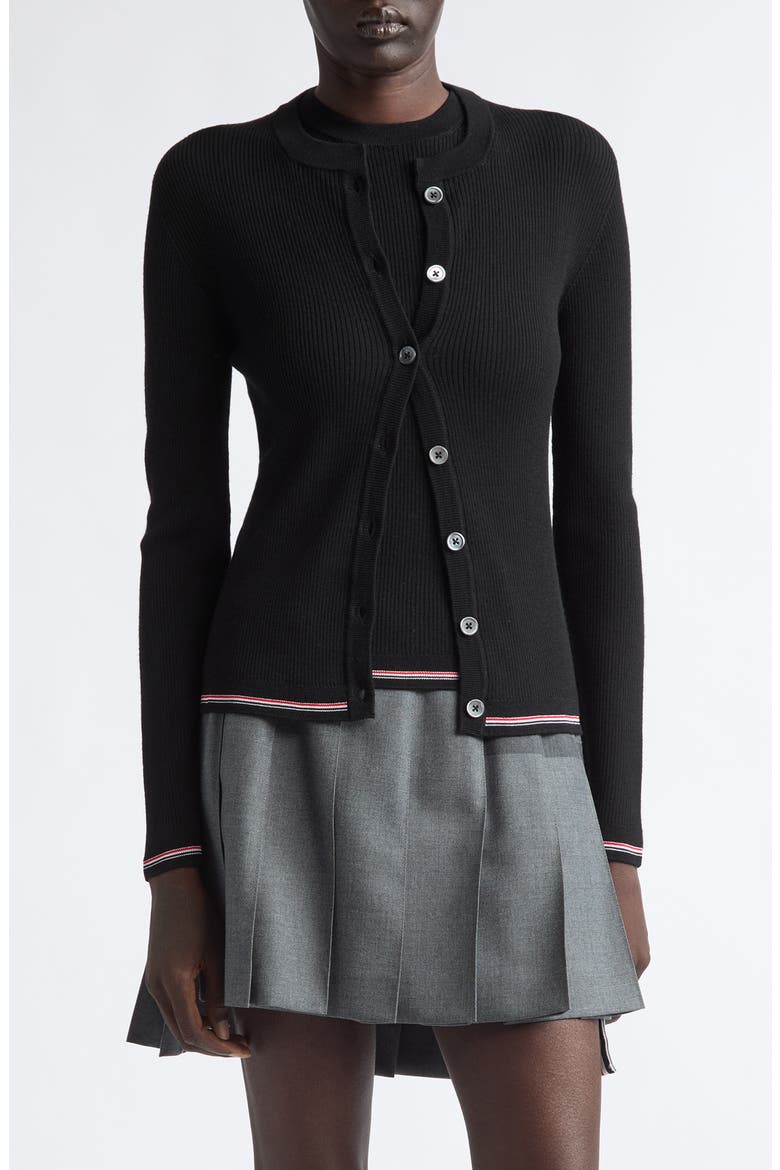 Crewneck Wool Cardigan, Main, color, BLACK