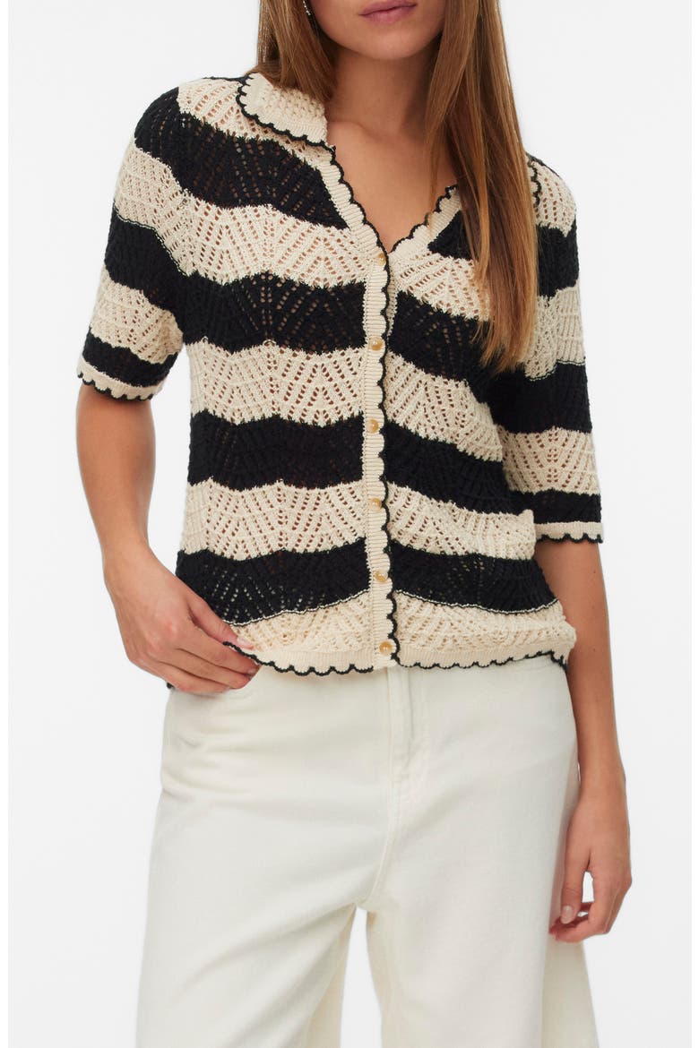 Golden Cove Cardigan, Main, color, BIRCH/ BLACK STRIPES