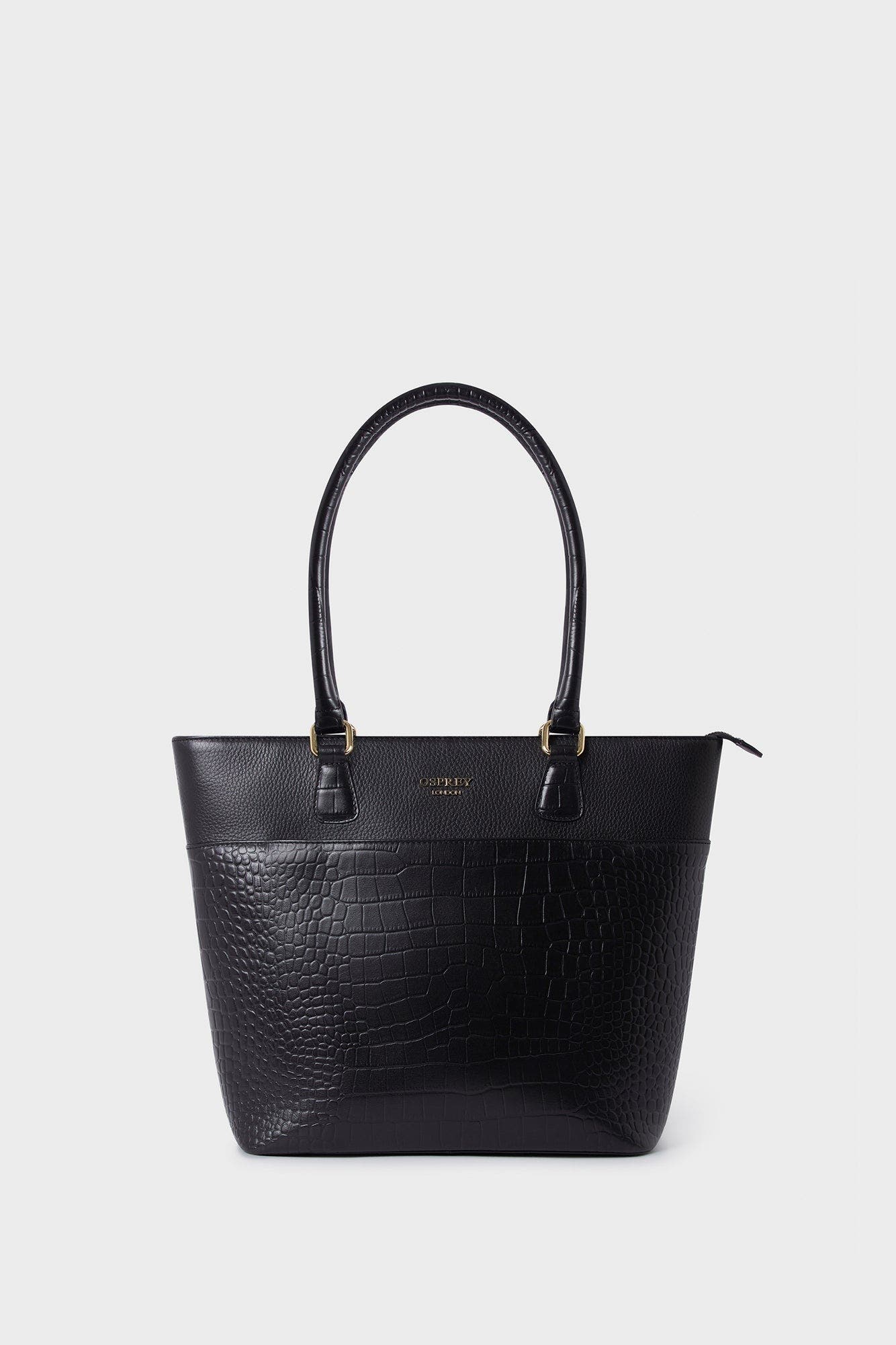 Osprey London The Kellie Leather Tote Bag, Main, color, Black