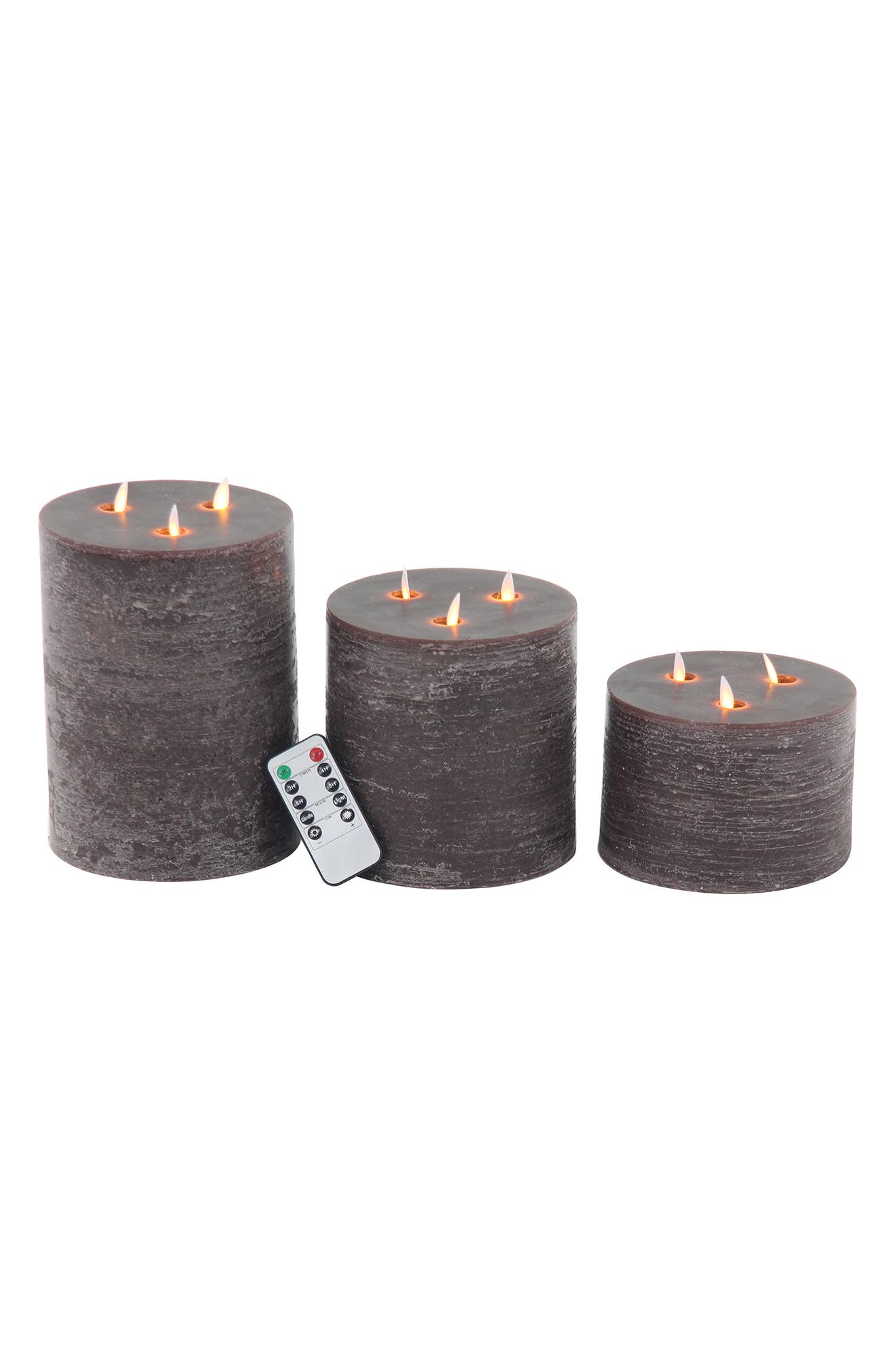 SONOMA SAGE HOME Brown Wax Traditional Flameless Candle with Remote Control - Set of 3