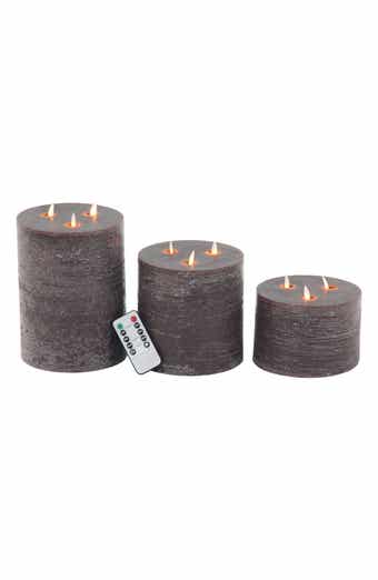 SONOMA SAGE HOME Brown Wax Traditional Flameless Candle with Remote Control - Set of 3