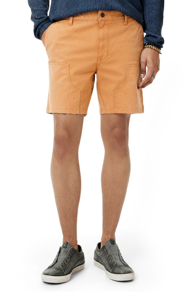 John Varvatos Jayden Seamed Stretch Cotton Shorts, Main, color, Copper