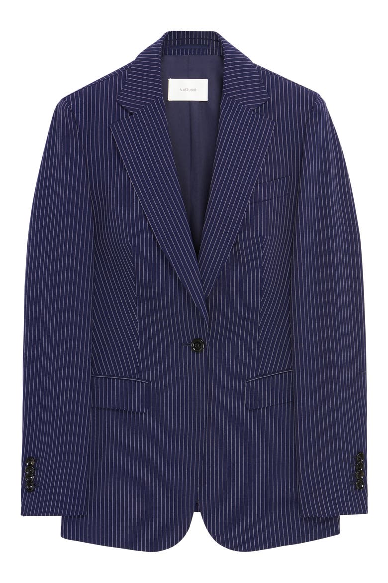 Cameron Pinstripe Wool Suit Jacket, Alternate, color, NAVY STRIPED