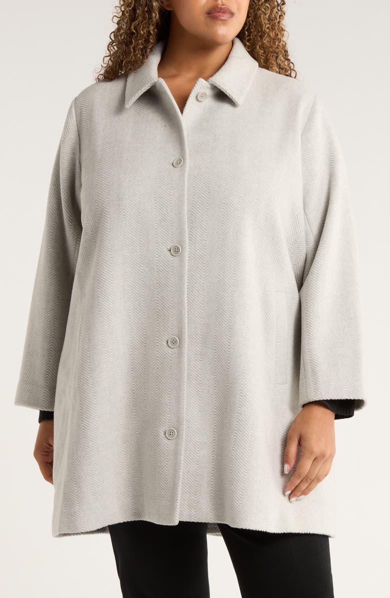 Eileen Fisher Herringbone Wool Coat, Alternate, color, Sea Salt