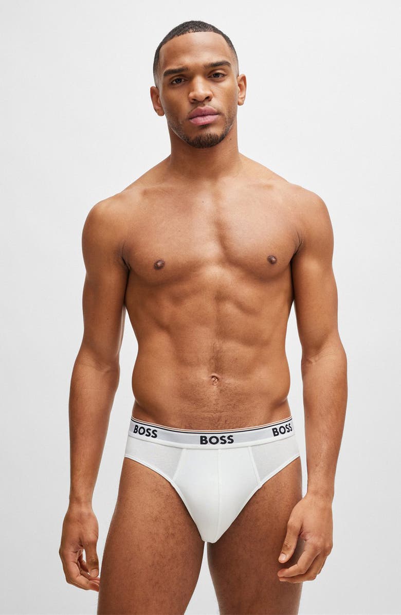 BOSS 3-Pack Power Stretch Cotton Briefs, Alternate, color, White