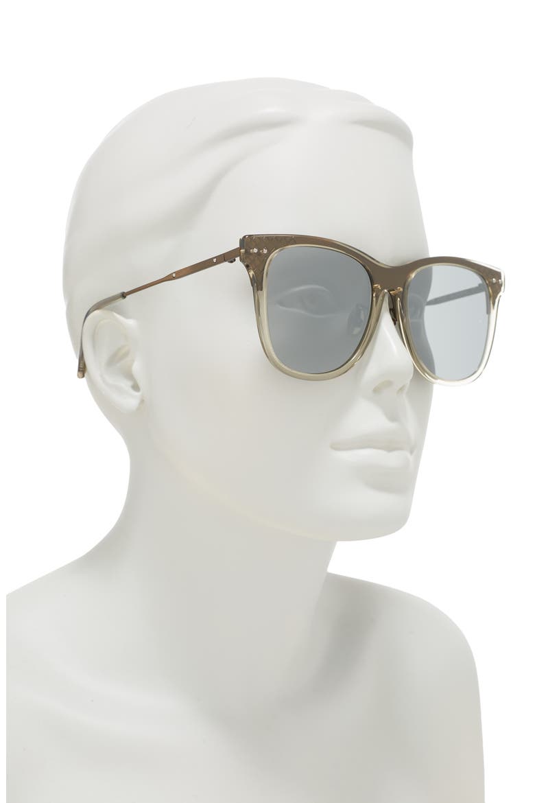 56mm Modified Square Sunglasses, Alternate, color, SHINY TRANSPARENT MUD/SLV