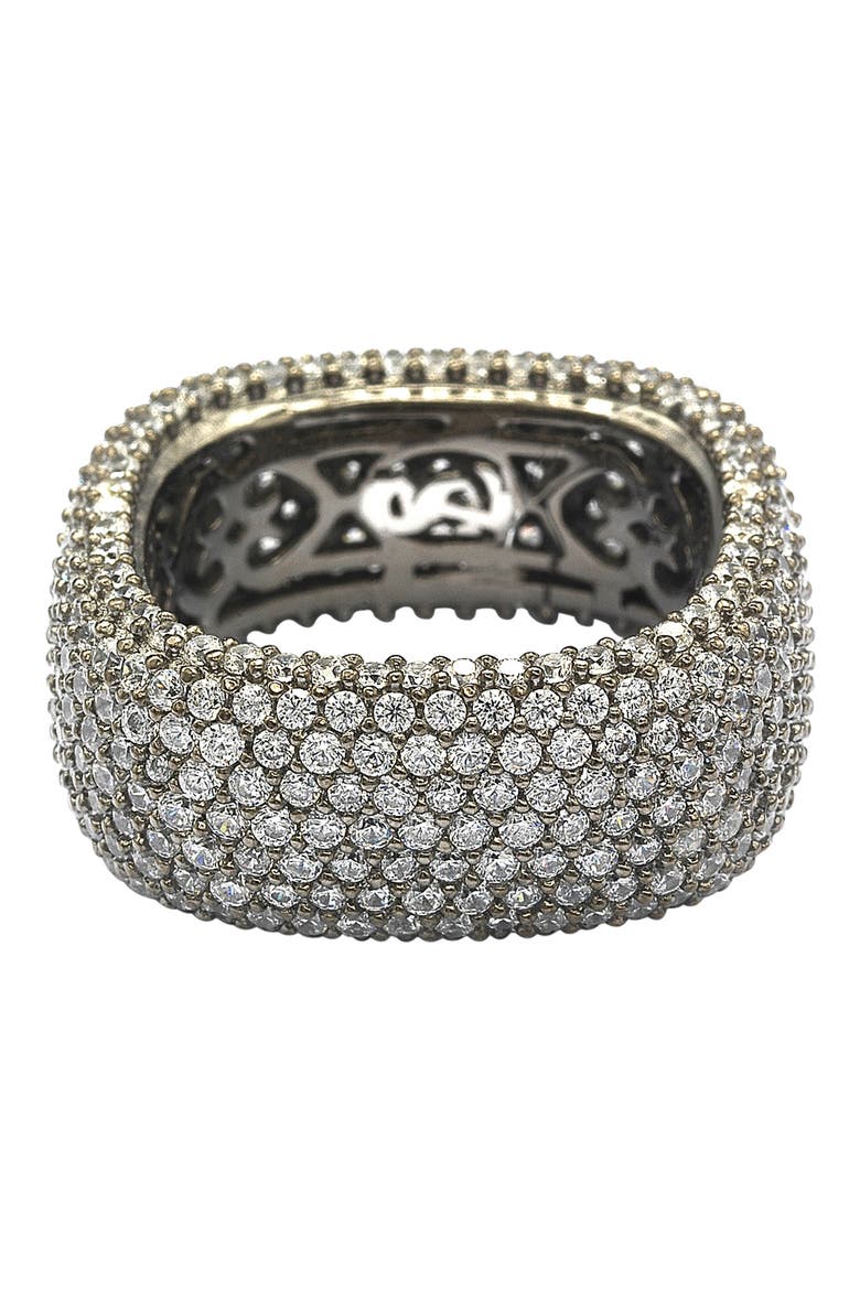 Blackened Sterling Silver Square White CZ Eternity Band Ring, Alternate, color, BLACK