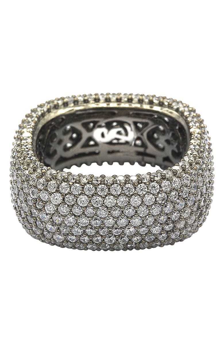 SUZY LEVIAN Blackened Sterling Silver Square White CZ Eternity Band Ring, Alternate, color, 