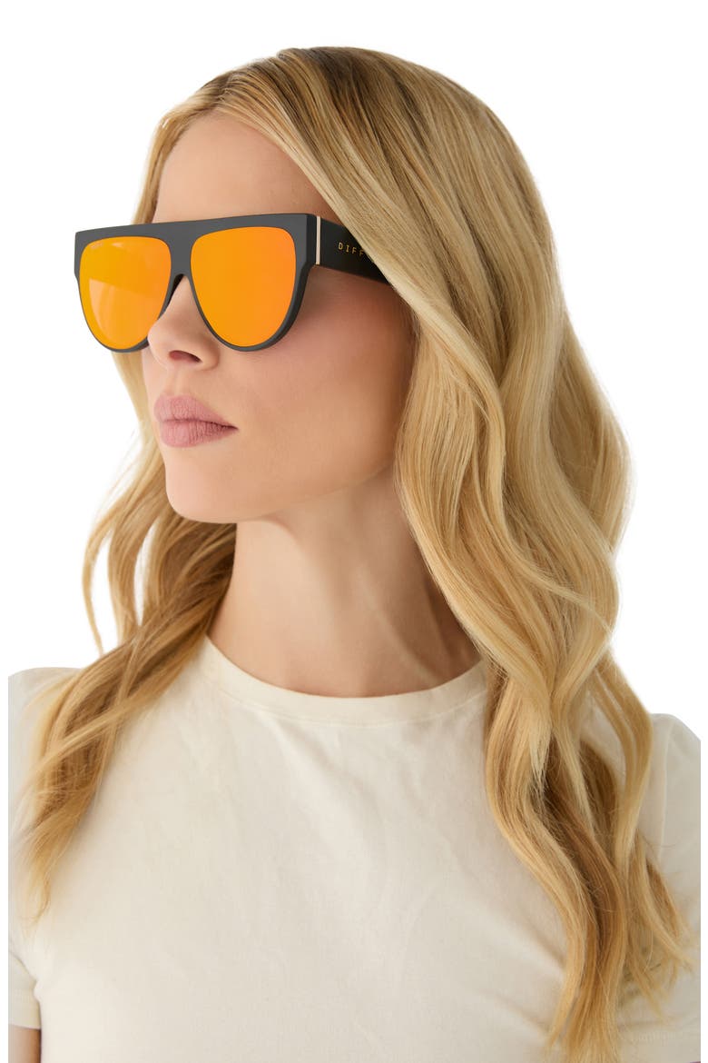 Georgie 58mm Gradient Shield Sunglasses, Alternate, color, MATTE BLACK / RED HOT MIRROR