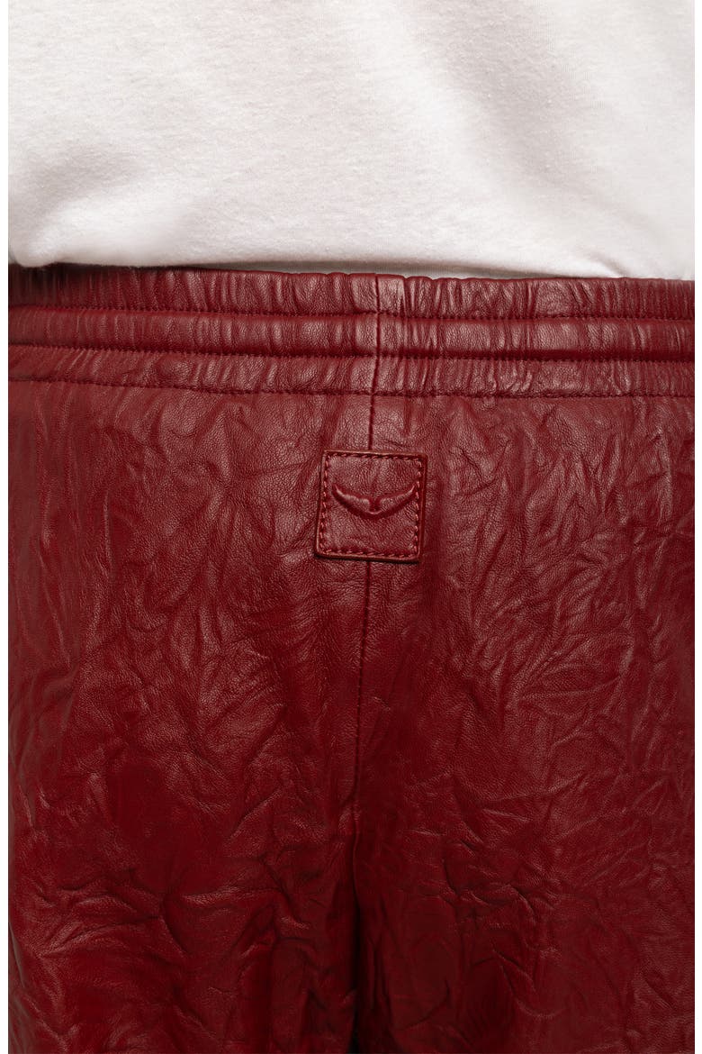 Pocha Crushed Leather Pants, Alternate, color, CHERRY