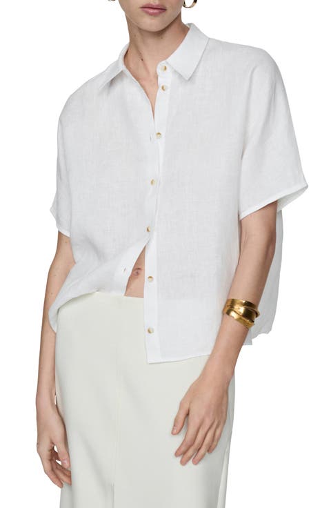 Short Sleeve Linen Button-Up Shirt