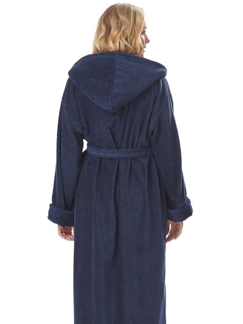 Arus Womens Gots Certified Oganic Cotton Long Hooded Robe In Blue