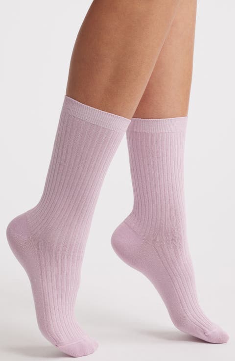 Brilliant Metallic Rib Crew Socks