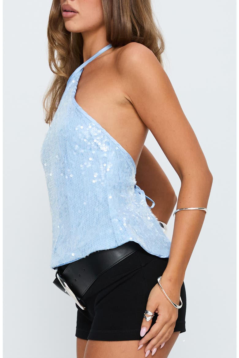 Sun Salutations Sequin Halter Top, Alternate, color, LIGHT BLUE
