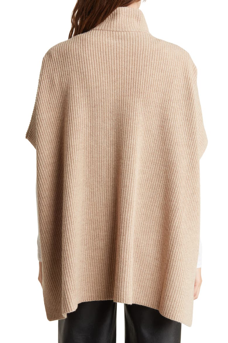 Cashmere Blend Zip Front Knit Cape, Alternate, color, CAMEL