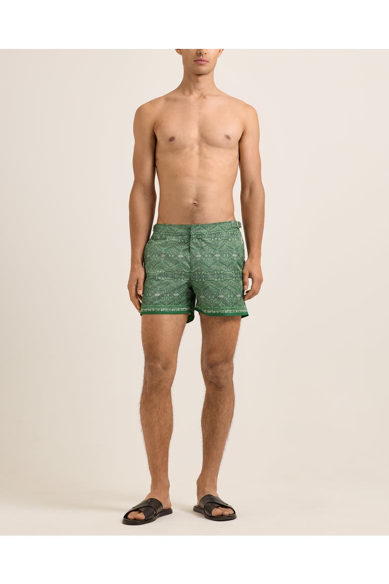 Setter Exclusive Shorter-Length Tailored-Fit Swim Shorts, Alternate, color, BANANA LEAF