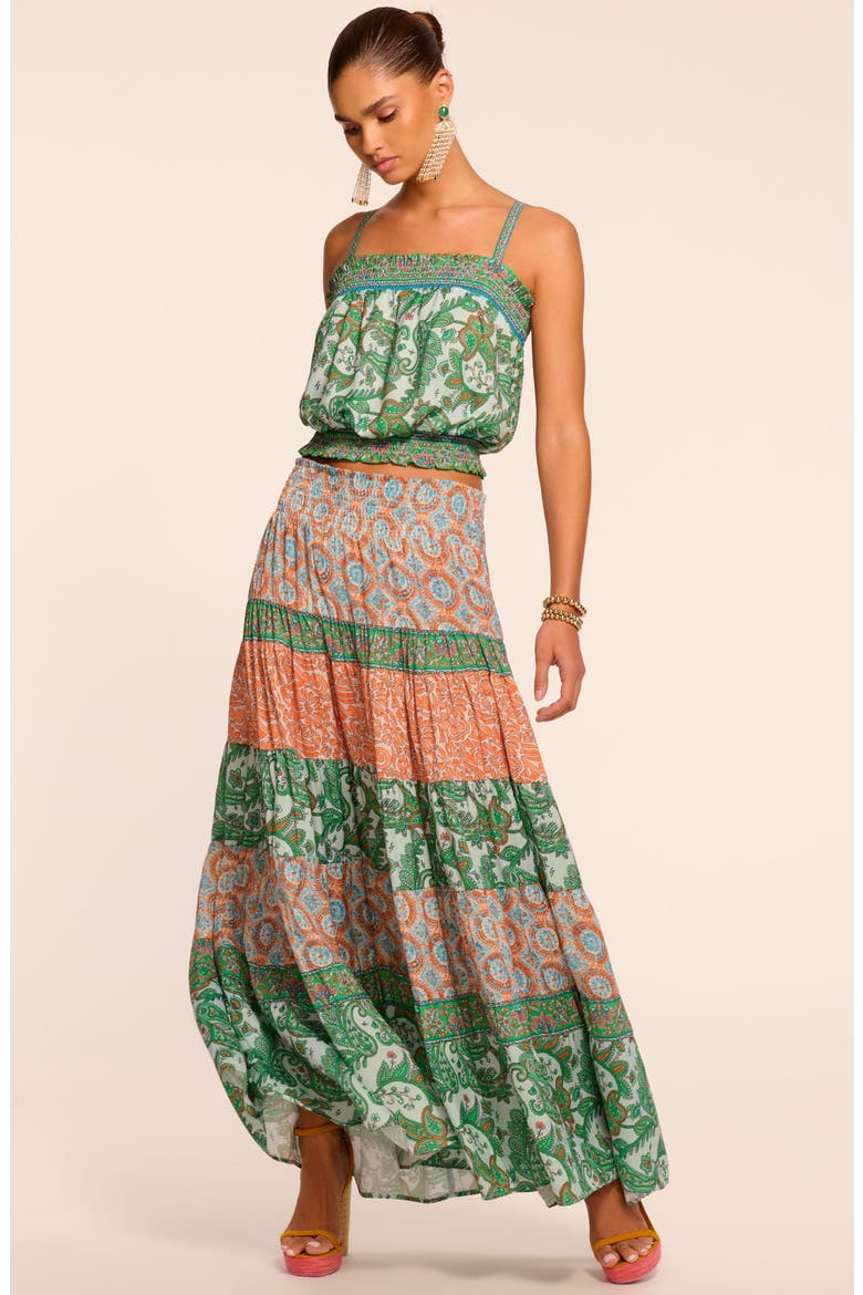 Dorotha Mixed Print Maxi Skirt, Alternate, color, BRIGHT PALM PATCHWORK