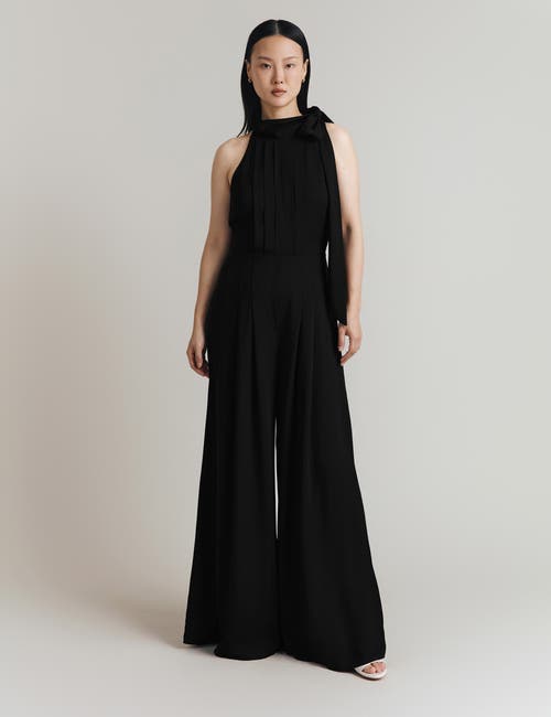 Ghost London Myla Crepe Halter Neck Wide Leg Jumpsuit In Black
