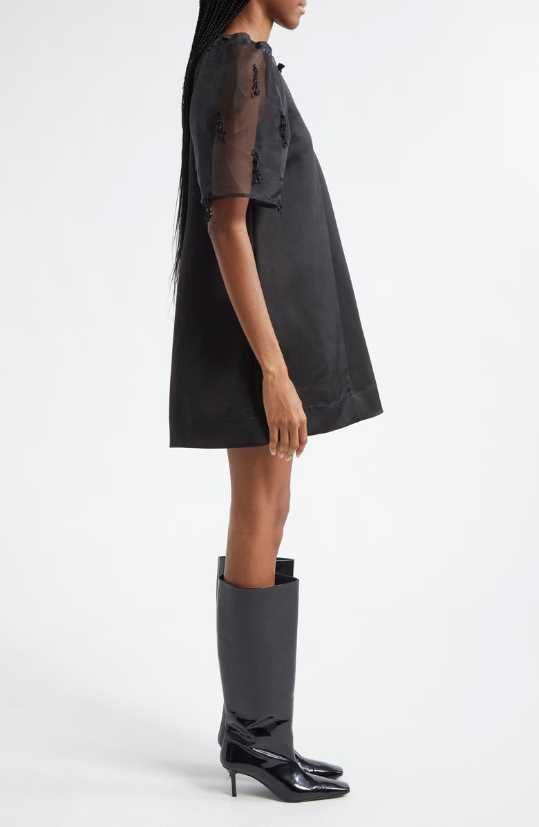 Ganni Fringe Detail Organza Minidress, Alternate, color, Black