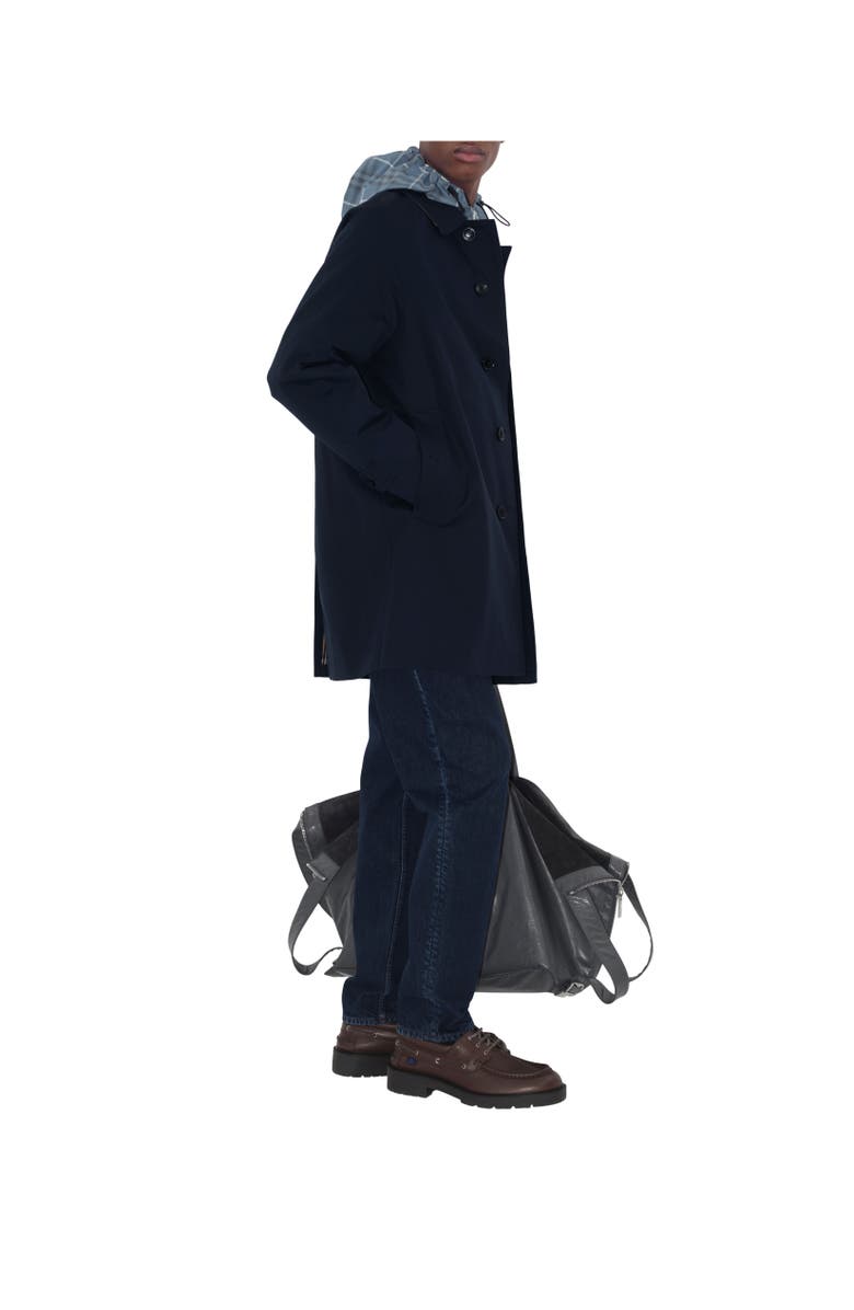 Burberry Short Camden Heritage Car Coat, Alternate, color, Coal Blue