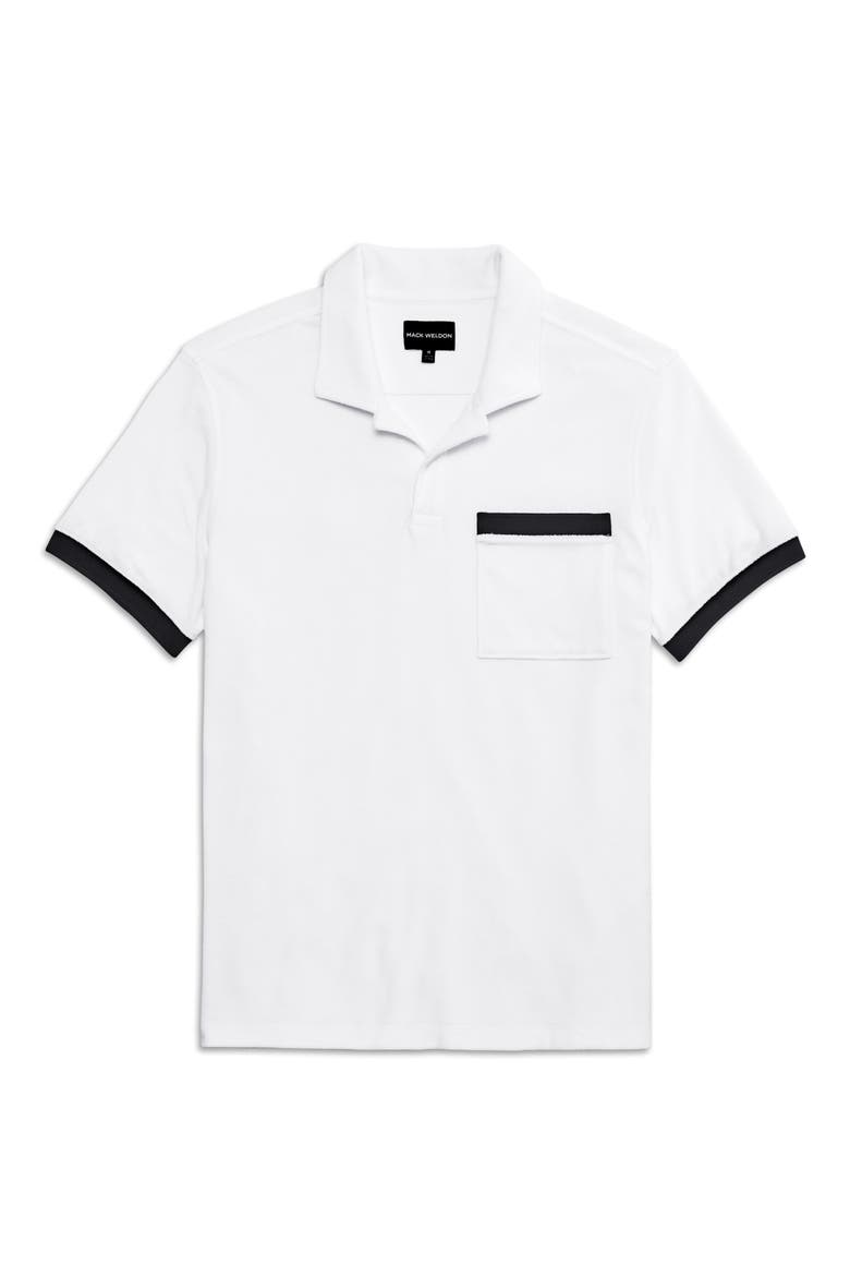 Johnny Collar Terry Cloth Pocket Polo, Main, color, BRIGHT WHITE