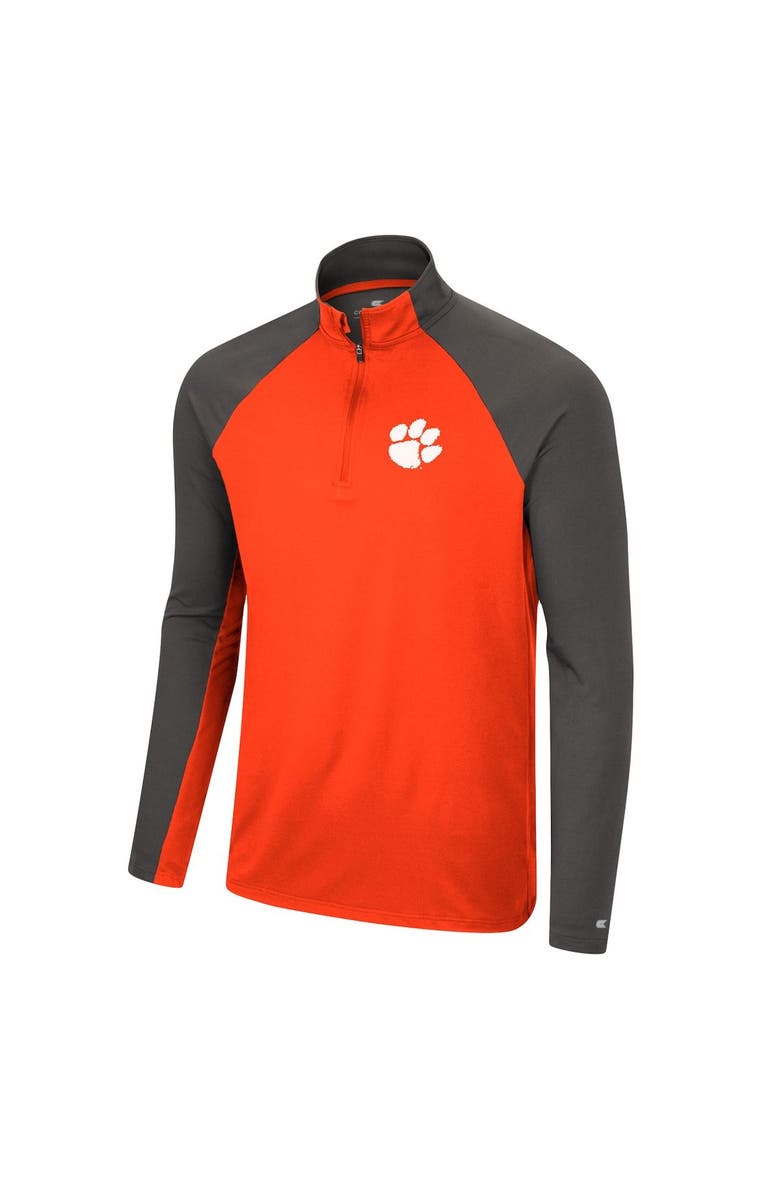 COLOSSEUM Men's Colosseum Orange/Charcoal Clemson Tigers Two Yutes Raglan Quarter-Zip Windshirt, Alternate, color, 