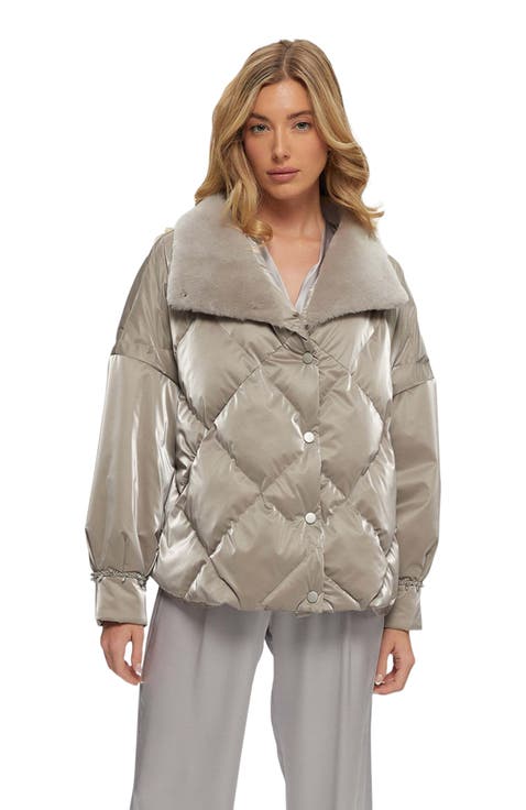 Quilted Jacket With Genuine Shearling
