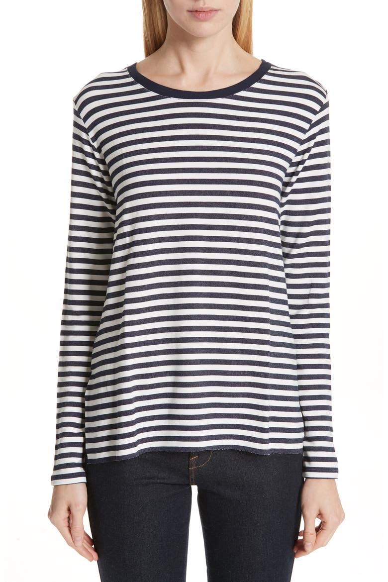 Stripe French Terry Top, Main, color, MILK/ MARINE