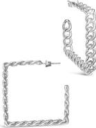 Sterling Forever Square Chain Link Hoop Earrings