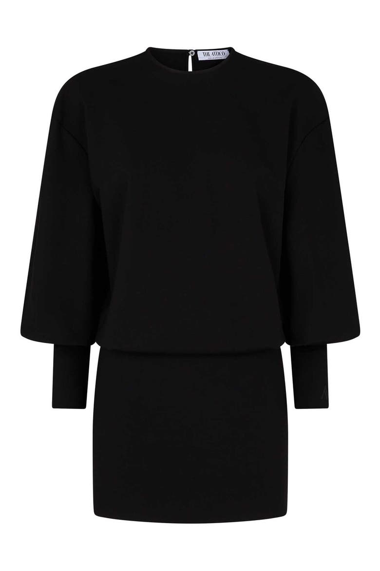 Karlie Long Sleeve Drop Waist Jersey Minidress, Alternate, color, BLACK