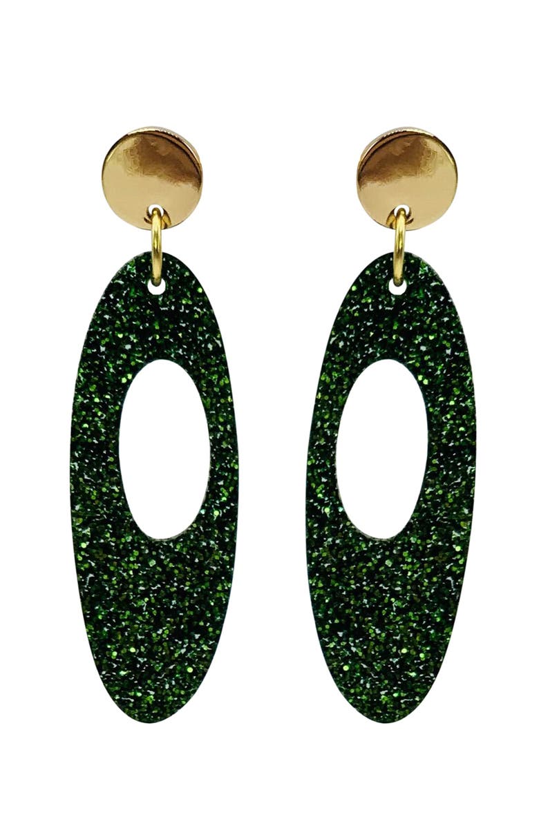 Toolally Hepworth Earrings - Forest Green Glitter, Main, color, Forest Green Glitter