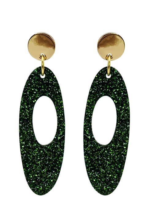 Hepworth Earrings - Forest Green Glitter