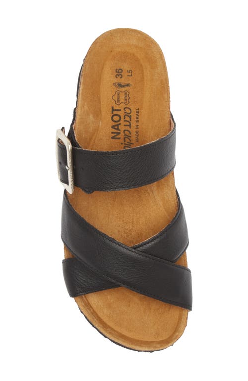 Naot Chicago Crossband Leather Footbed Sandal In Soft Black Leather