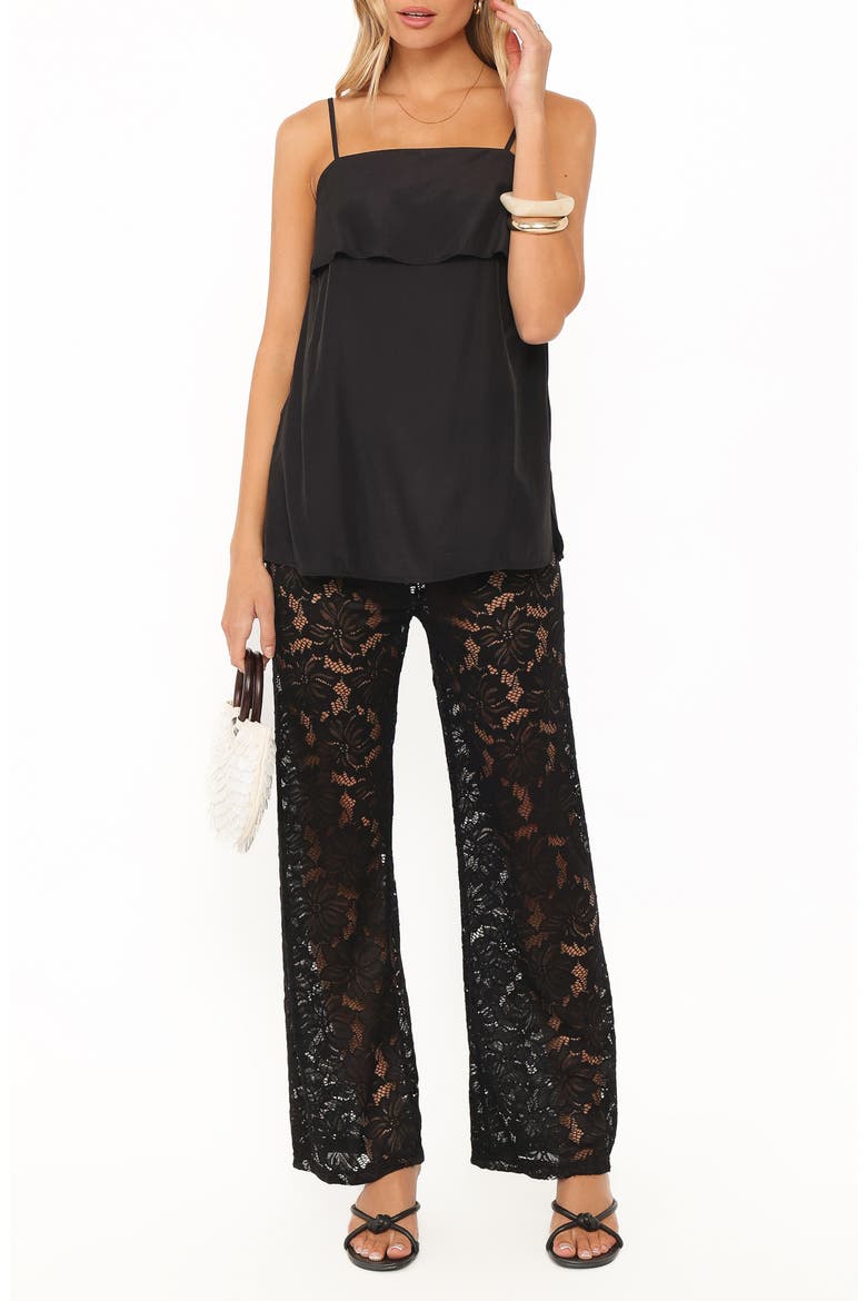 Ethel Lace 2-Piece Camisole and Wide Leg Pants Set, Main, color, BLACK