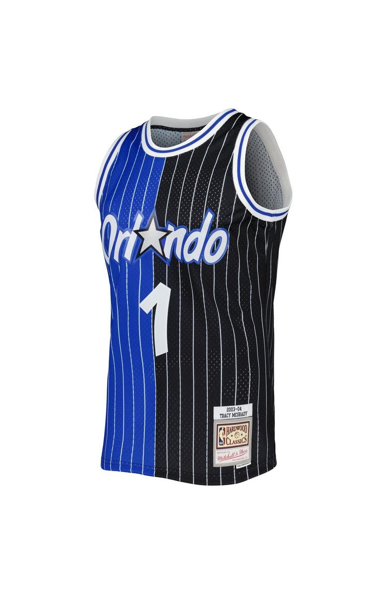 Mitchell & Ness Men's Mitchell & Ness Tracy McGrady Blue/Black Orlando Magic Hardwood Classics 2003-04 Split Swingman Jersey, Alternate, color, 