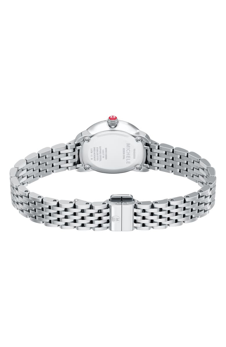 MICHELE Serein Oval Diamond & Mother-of-Pearl Bracelet Watch, 24mm x 27mm, Alternate, color, Silver