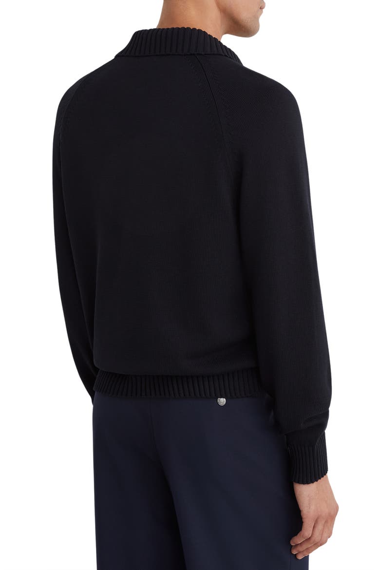 Ashdown Long Sleeve Cotton Polo, Alternate, color, NAVY