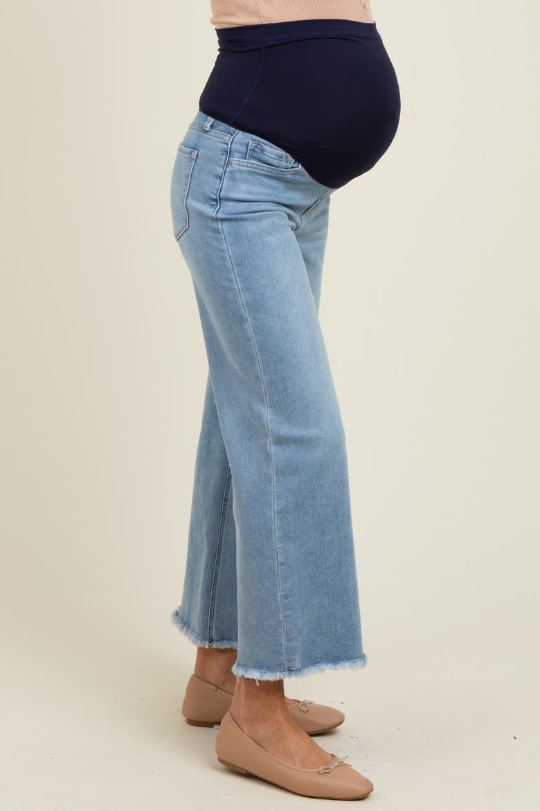 Fringe Hem Ankle Wide Leg Maternity Jeans, Alternate, color, Blue